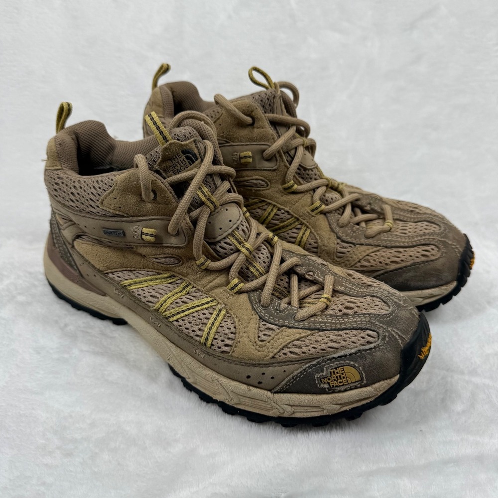 The North Face Hedgehog Mid GTX Gore-Tex Hiking Boots Women Tan Brown Vibram 8.5